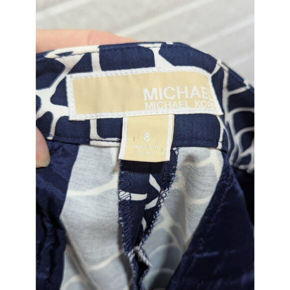 Michael Kors Women's Blue & White Abstract Pattern Straight Ankle Pants Size 8 - Picture 3 of 9